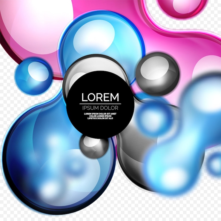 Vector glass bubbles blue and purple colors on grey modern techno liquid design vector illustration