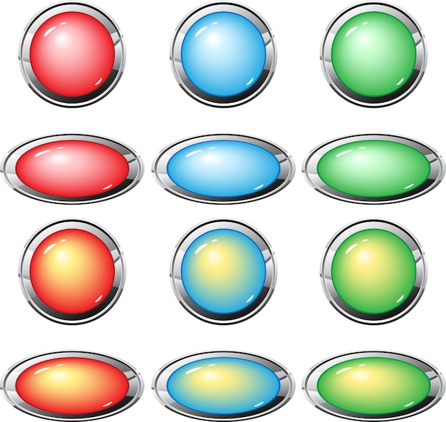 Vettore set di pulsanti di vetro vettore