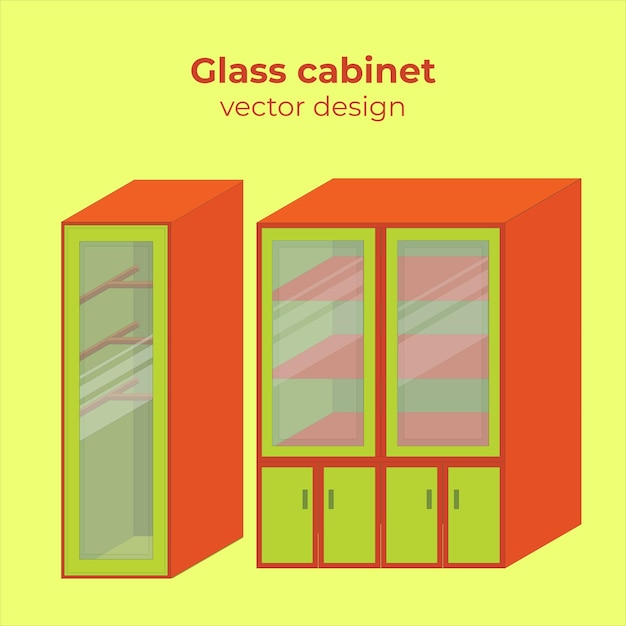 Вектор Векторный дизайн стеклянного шкафа