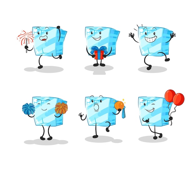 Glass celebration set character cartoon mascot vector