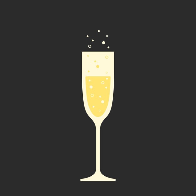 Vector glass of champagne vector flat icon logo creating and branding design