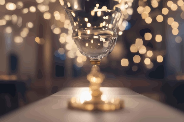Vector glass of champagne with blurred lights background glass of champagne with blurred lights background