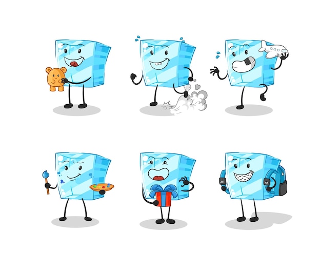 Glass children group character cartoon mascot vector