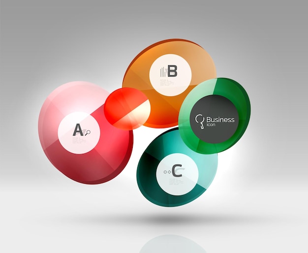 Инфографика стеклянного круга Векторный шаблон фона для печати вариантов схемы рабочего процесса или баннера веб-дизайна