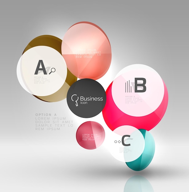 Glass circles banner in 3d space