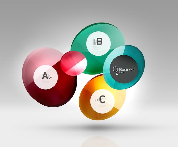 Vector glass circles banner in 3d space