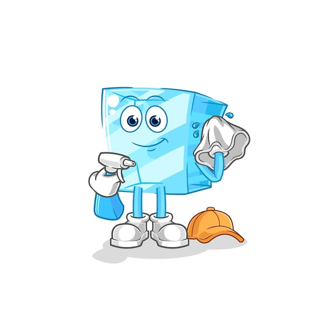 Glass cleaner vector cartoon character