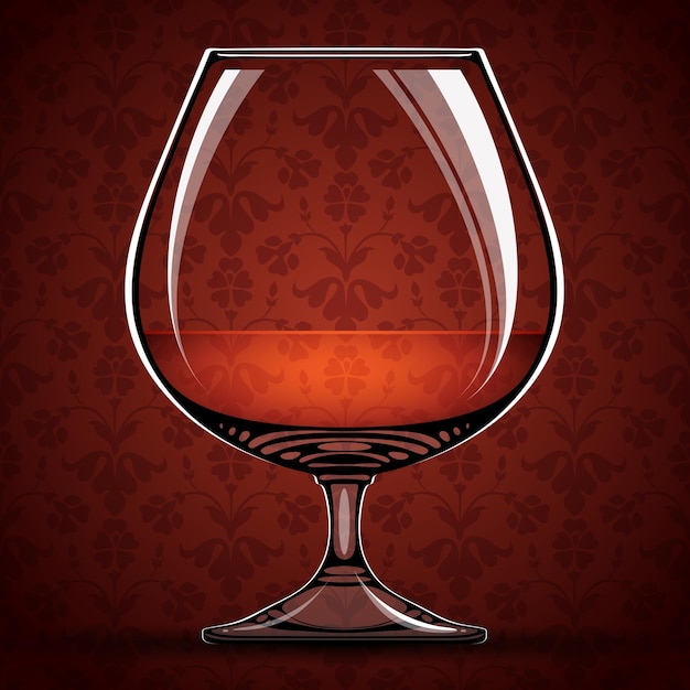 Vector glass of cognac