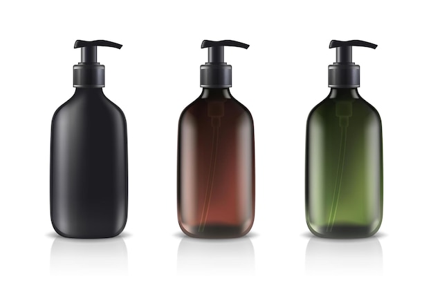  glass cosmetic bottles in different colors