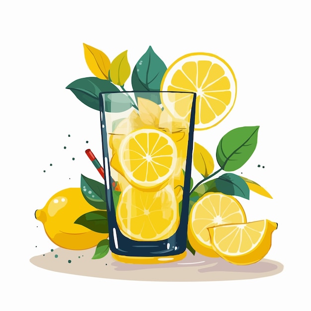 Vettore tazza di vetro di succo illustrazione di succo di limone