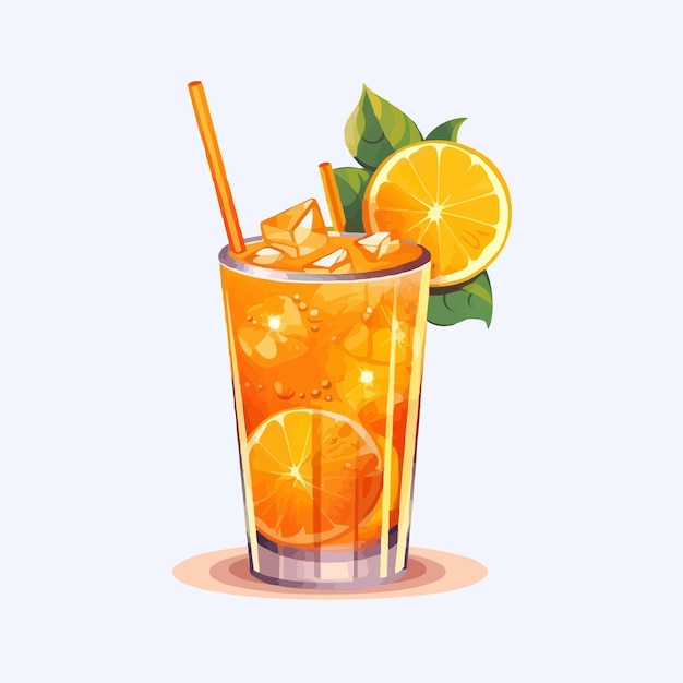 Vector glass cup of juice lemon juice illustration