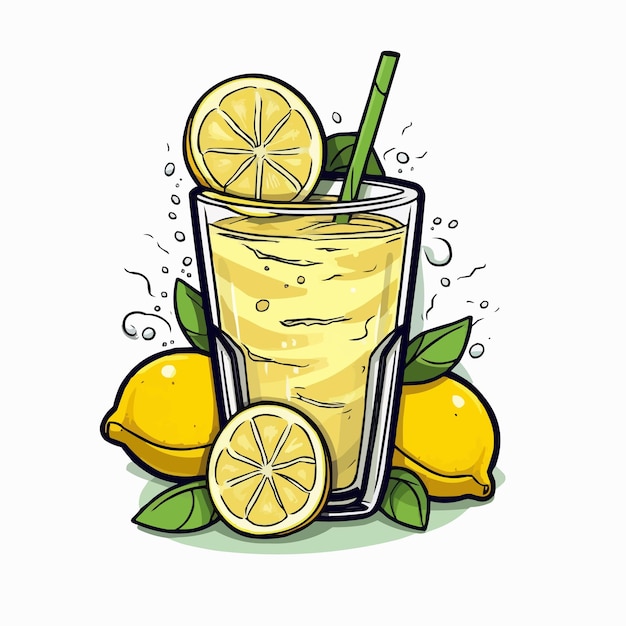 glass cup of juice Lemon juice illustration