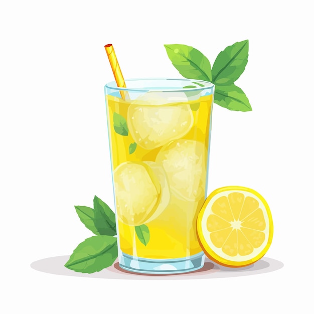 Vector glass cup of juice lemon juice illustration