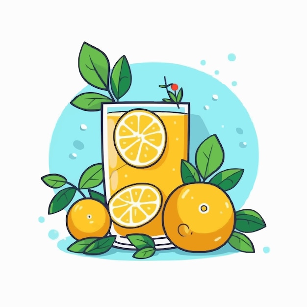 ガラスコップのジュース レモンジュースのイラスト