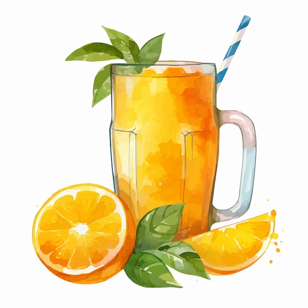 glass cup of juice orange juice illustration