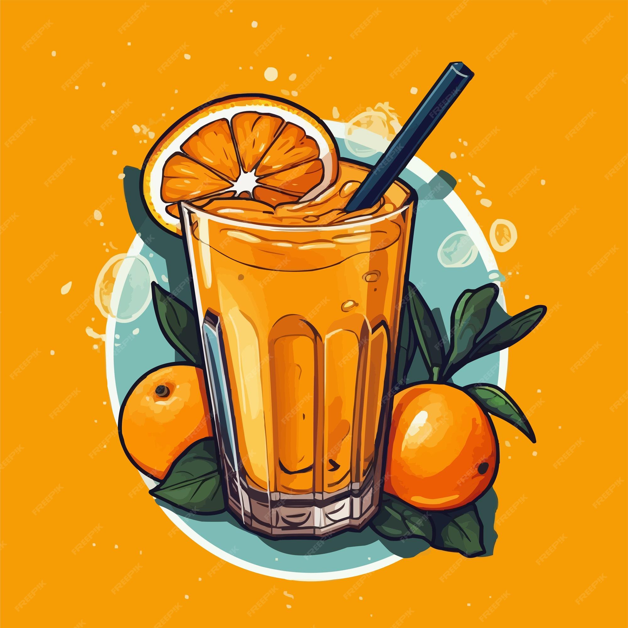 Orange juice cup icon cartoon drink glass Vector Image