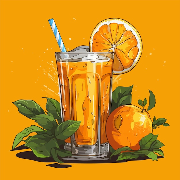 Vector glass cup of juice orange juice illustration