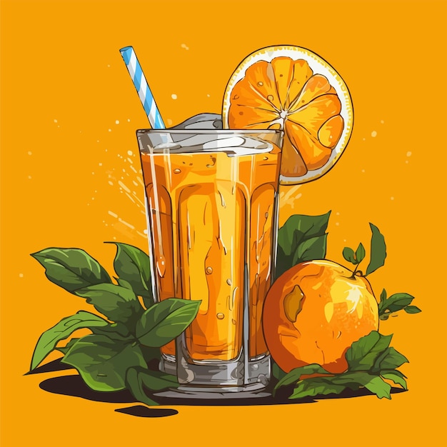 glass cup of juice orange juice illustration