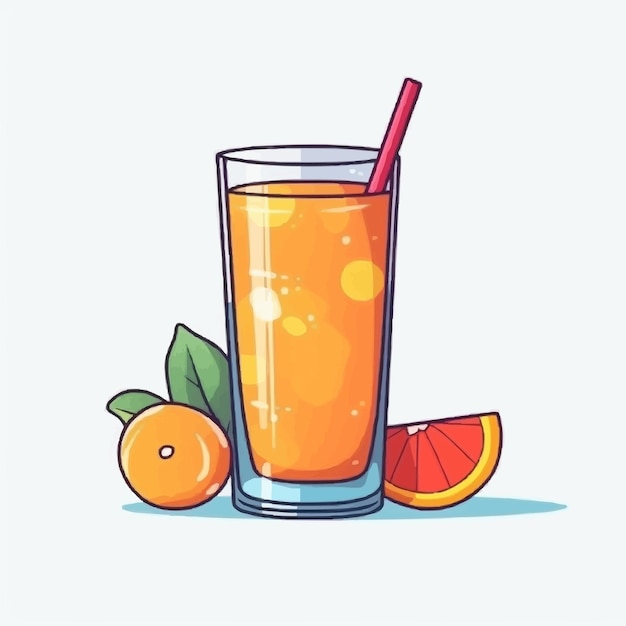 glass cup of juice orange juice illustration