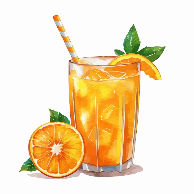 glass cup of juice orange juice illustration