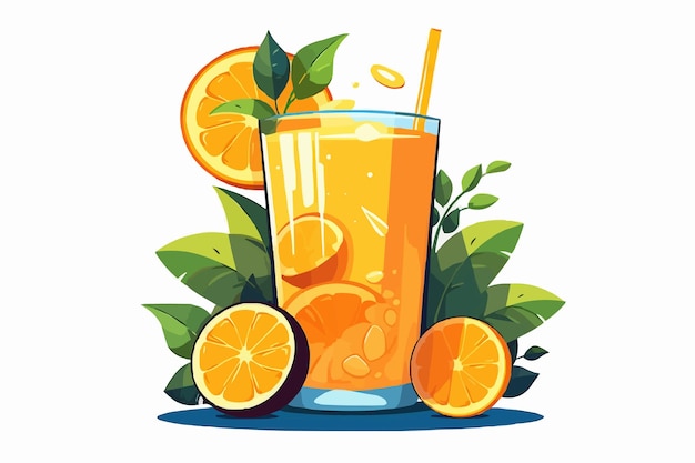ガラスのコップのジュースオレンジジュースのイラスト