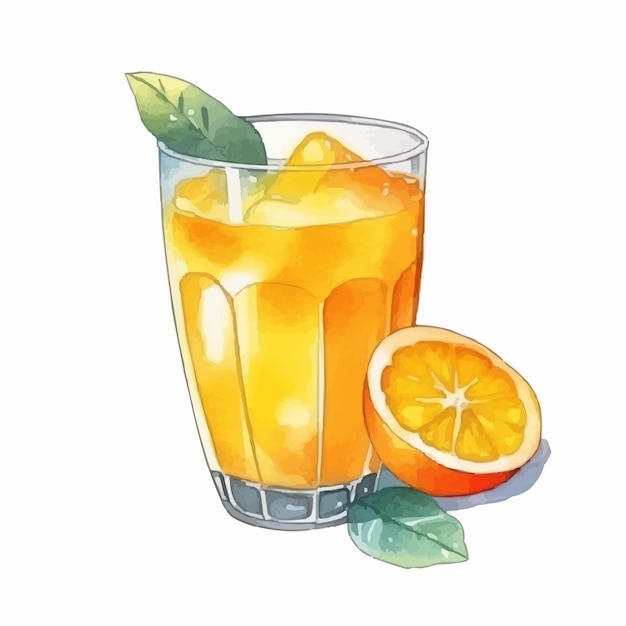 glass cup of juice orange juice illustration