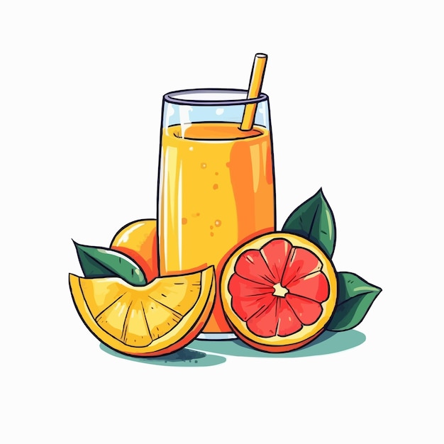 glass cup of juice orange juice illustration