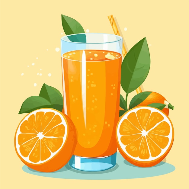 Vector glass cup of juice orange juice illustration