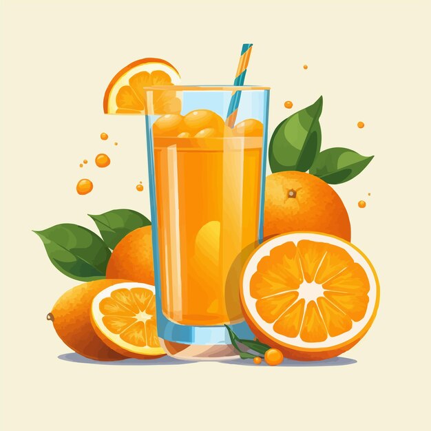 glass cup of juice orange juice illustration