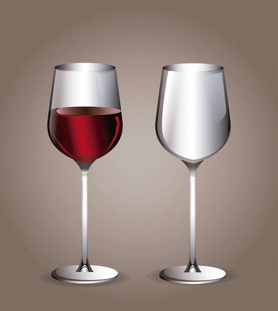 Vector glass cup wine transparent