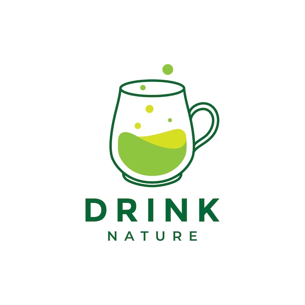 Glass cup with drink green nature logo