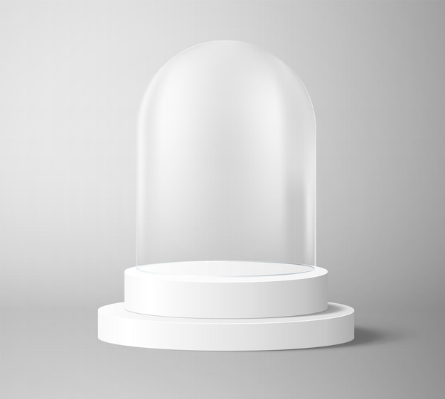 Glass dome on round base Vector illustration