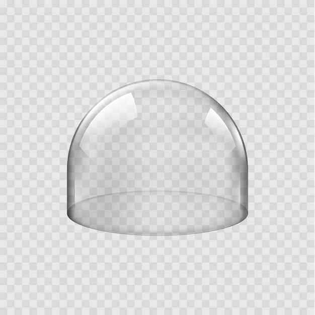 Вектор Стеклянный купол круглого прозрачного сферического покрытия щита