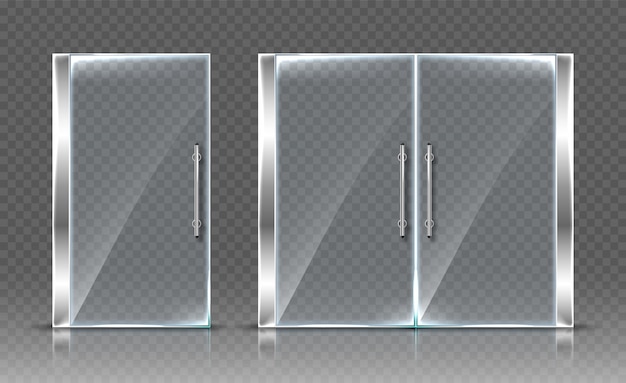 Glass doors  on transparent background.  realistic illustration