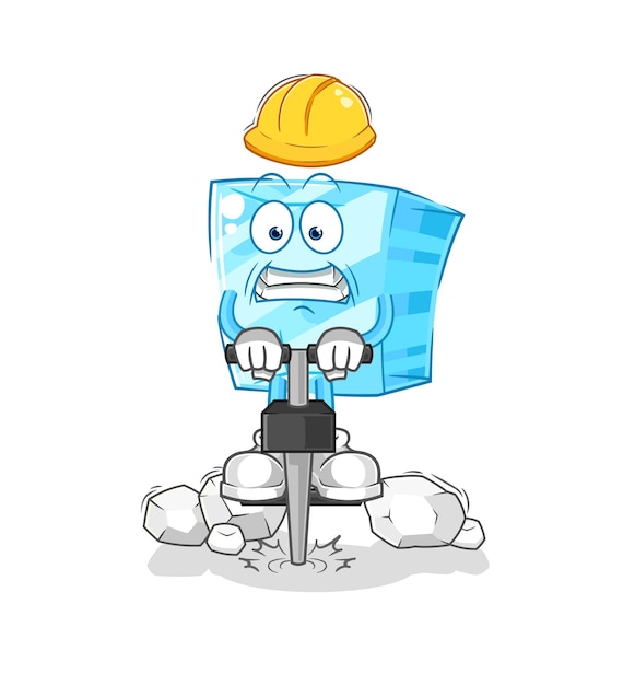 Glass drill the ground cartoon character vector