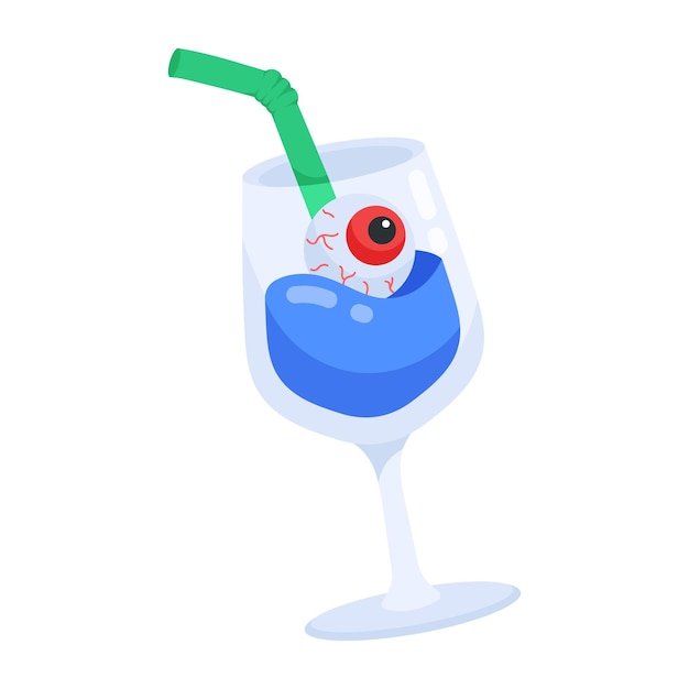 青い液体と緑のストローが入ったグラス。