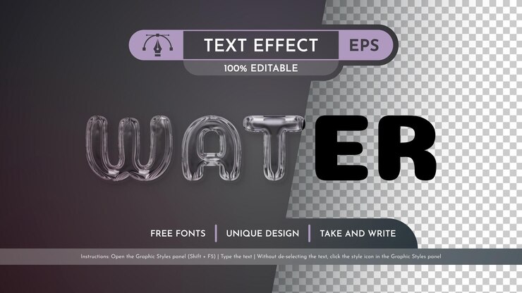 Vector glass editable text effect graphic style