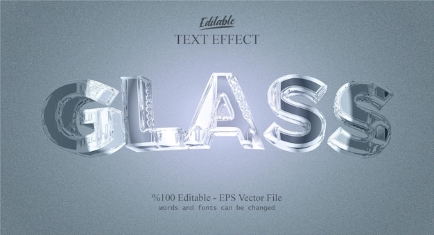 Glass editable text effect vector