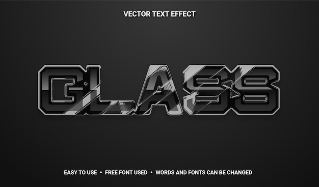 Glass editable vector text effect