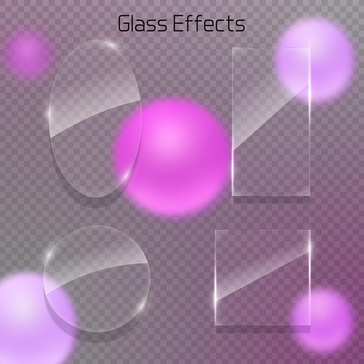 Vector glass effects transparent shapes with reflections