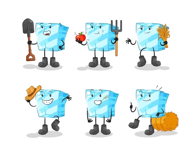 Vector glass farmer group character cartoon mascot vector