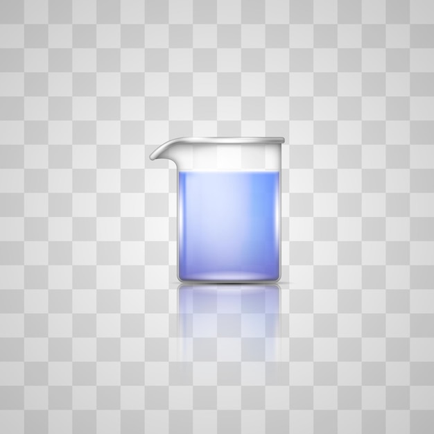 Vector glass flask icon realistic chemical lab glassware equipment container with liquid for chemistry
