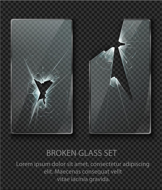 Glass framework broken glass set