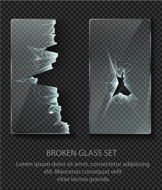 Vector glass framework broken glass set