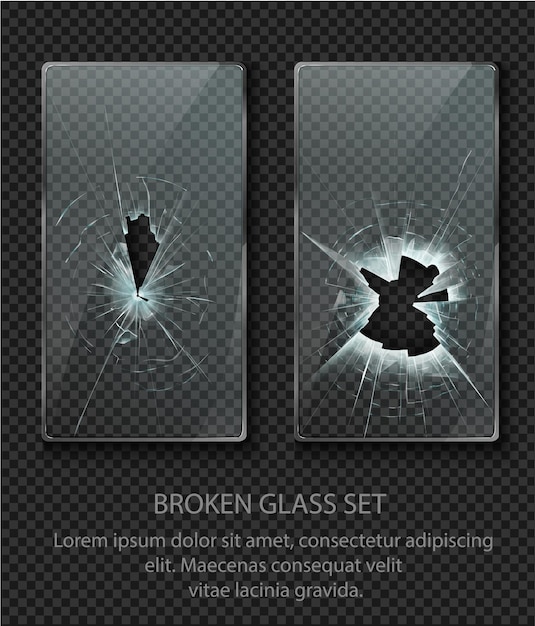 Vector glass framework broken glass set