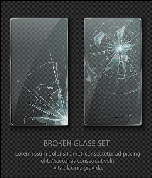 ベクトル ガラス枠割れガラスセット