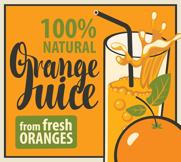 Vector glass of fresh orange juice