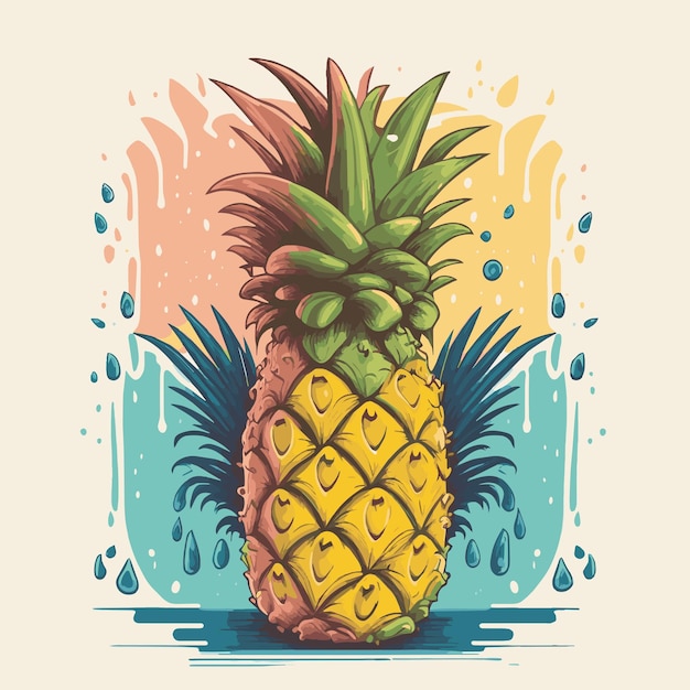 Glass fresh pineapple juice vector illustration for Design Template Logo or poster