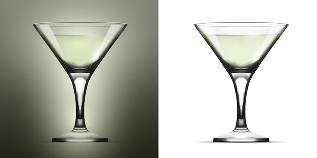 Стеклянный бокал для коктейлей мартини с вермутом