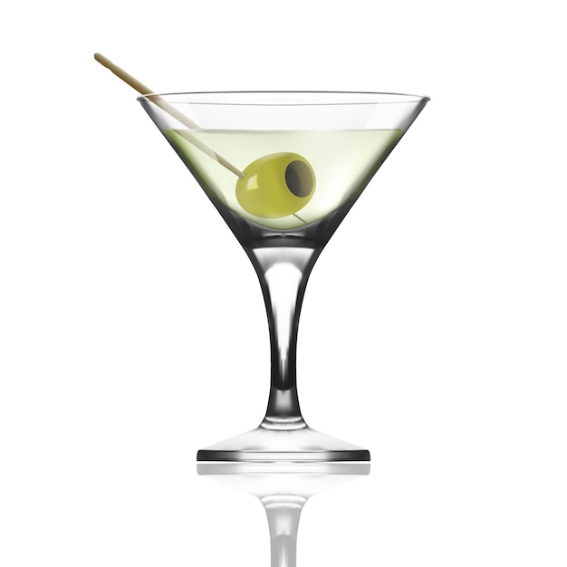 Vettore calice di vetro per cocktail martini vermouth